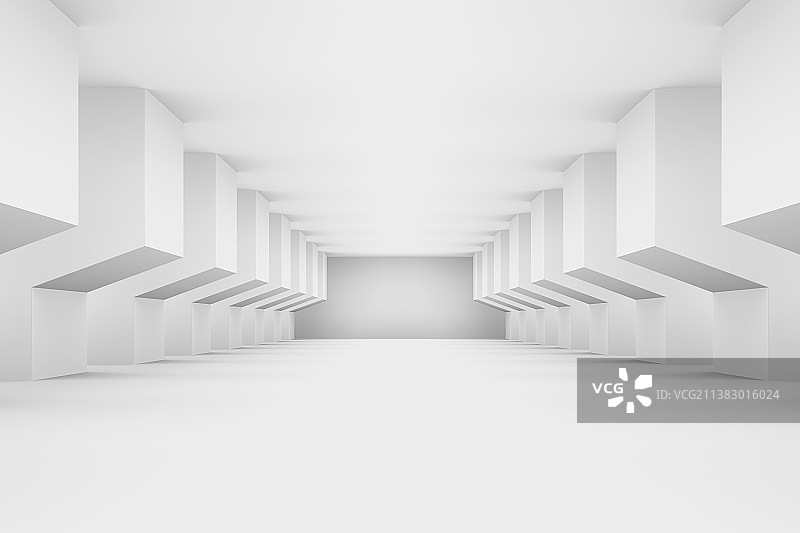 3D白色现代建筑室内空间图片素材
