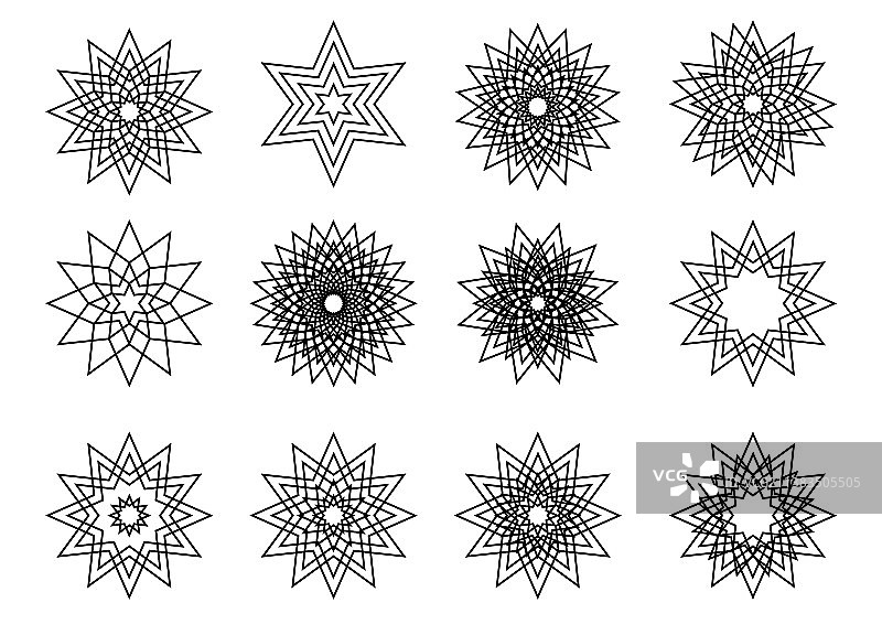 对称的雪花曼荼罗集星状图片素材