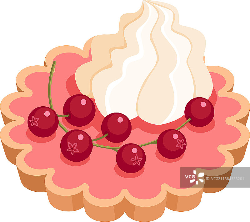 奶油馅饼和红色浆果卡通图片素材