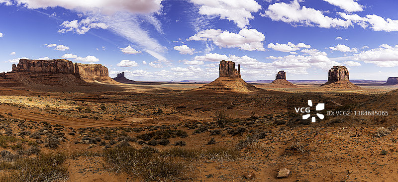 纪念碑谷全景，沙漠全景对天空，美国，美国图片素材
