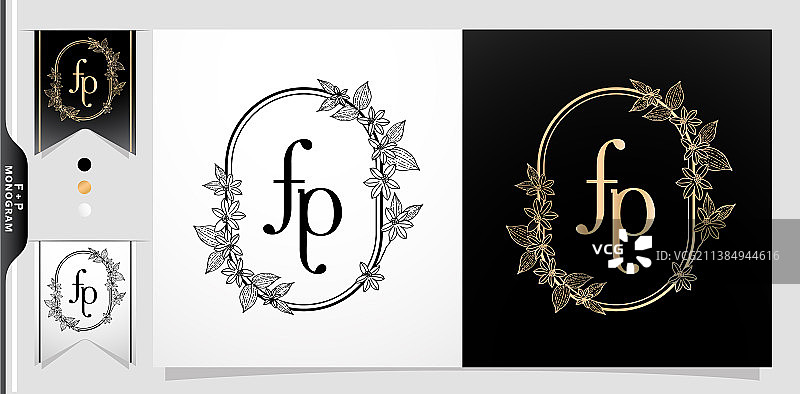 Fp字母花框圆形图片素材