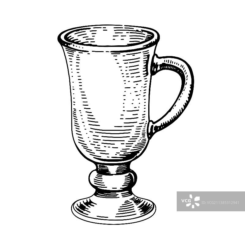 杯子热葡萄酒空素描手绘图片素材