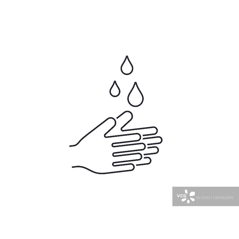 双手用水滴防水线图标图片素材