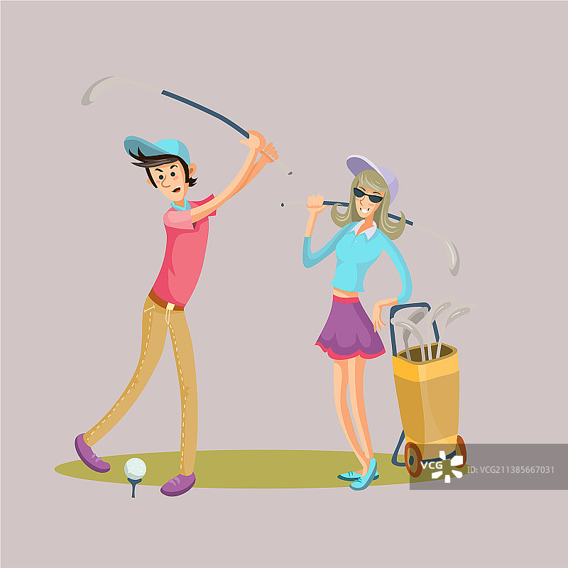 高尔夫球手有趣的卡通人物图片素材