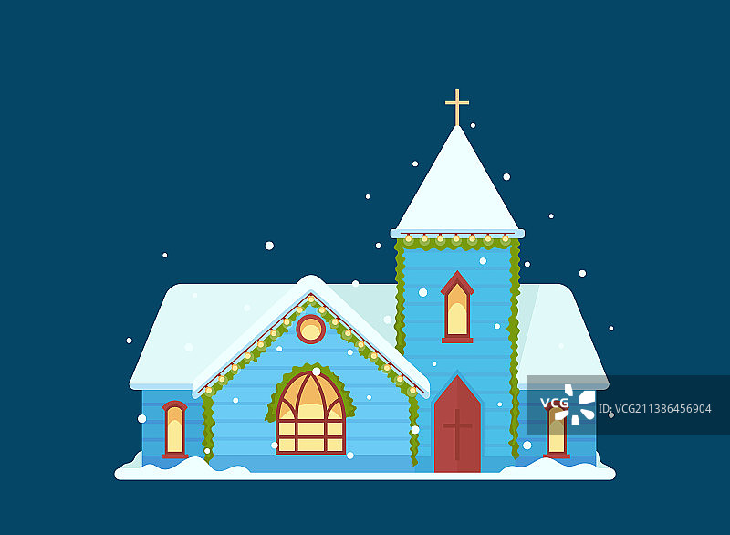 冬季的圣诞教堂建筑图片素材