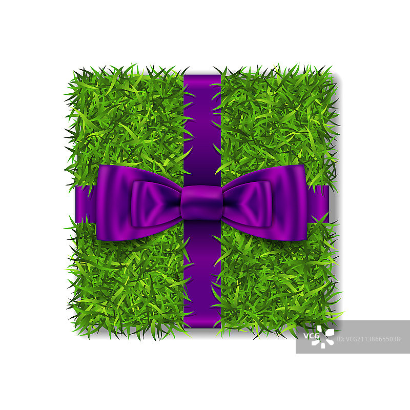礼盒3d绿草盒顶视图紫罗兰图片素材