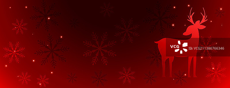 神奇的圣诞红色横幅上有鹿和图片素材