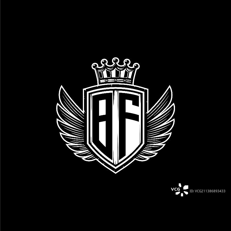 Bf logo字母组合盾冠豪华设计图片素材