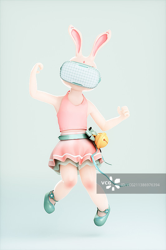 3D渲染的可爱兔子形态的女孩图片素材