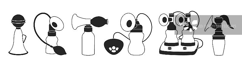 乳房泵黑色设置图标图片素材
