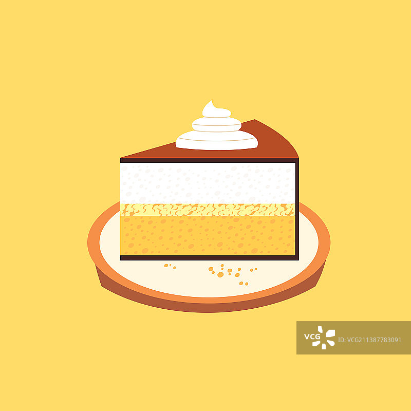 甜奶油挞蛋糕切片最小图标图片素材
