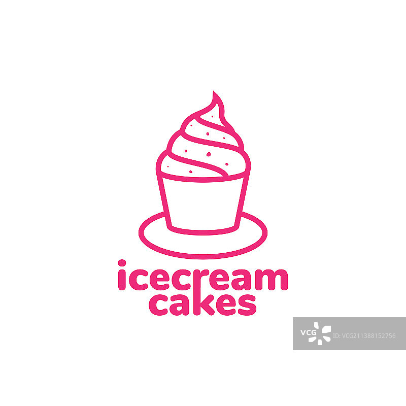 线条香草草莓冰淇淋蛋糕标志图片素材