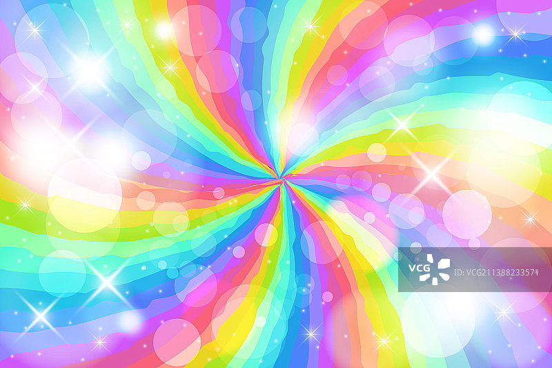 彩虹漩涡背景与星星径向图片素材
