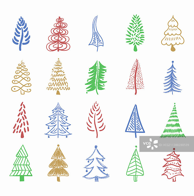 圣诞树刷手画新年涂鸦图片素材