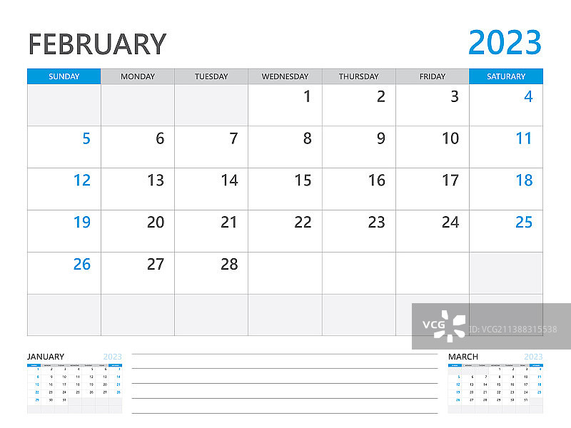 2023年2月- 2023年日历计划图片素材