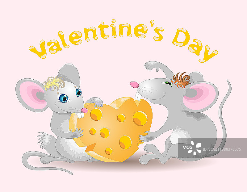 有搞笑老鼠和奶酪的情人节卡片图片素材