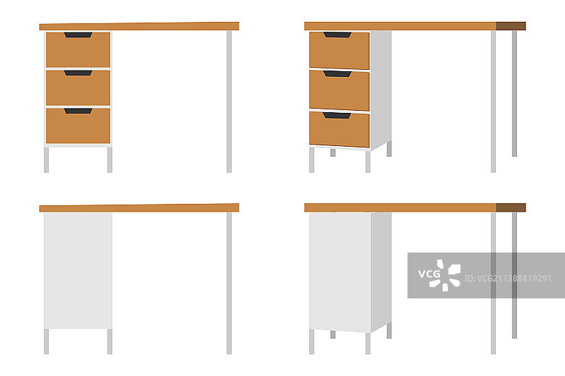 现代设计木制抽屉家庭办公桌图片素材