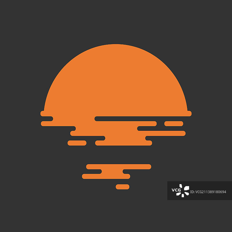 日落临水现代标志设计于黑暗之上图片素材