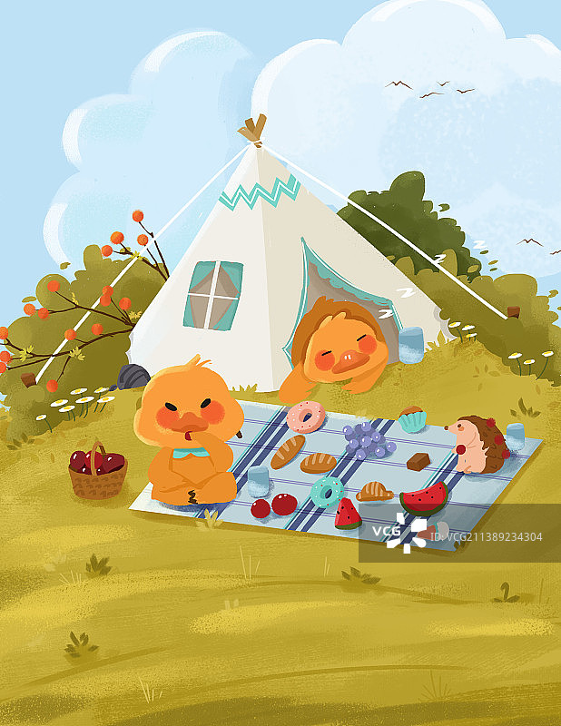 露营野餐旅行插画自然风景图片素材