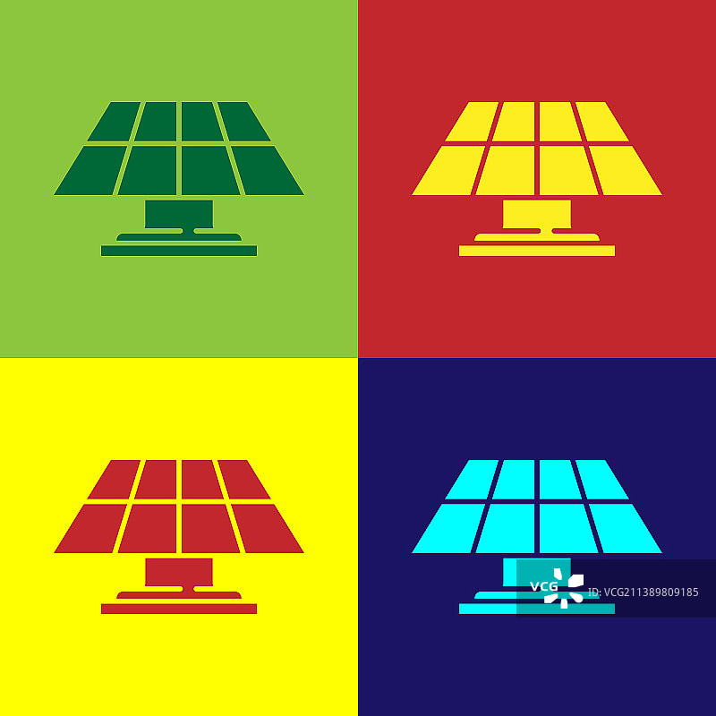 波普艺术太阳能面板图标孤立的颜色图片素材