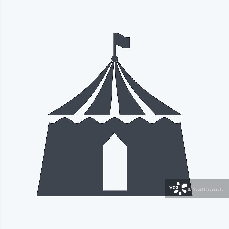 马戏团帐篷我的图标在时尚的字形风格孤立图片素材