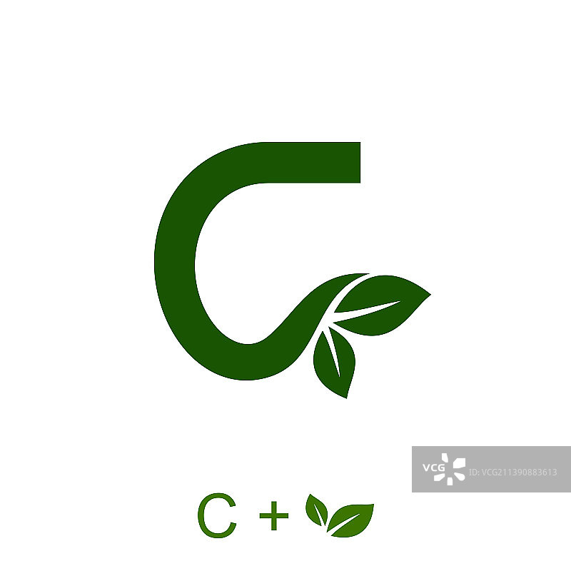 字母c带有叶子的概念图片素材