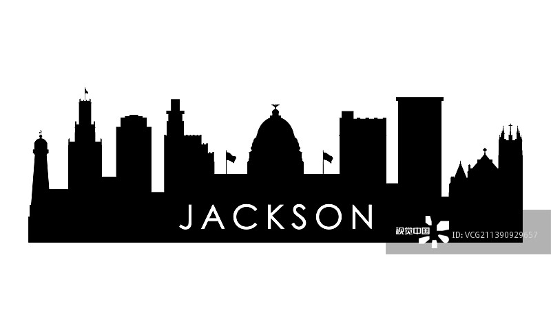 杰克逊天际线剪影黑人杰克逊城图片素材