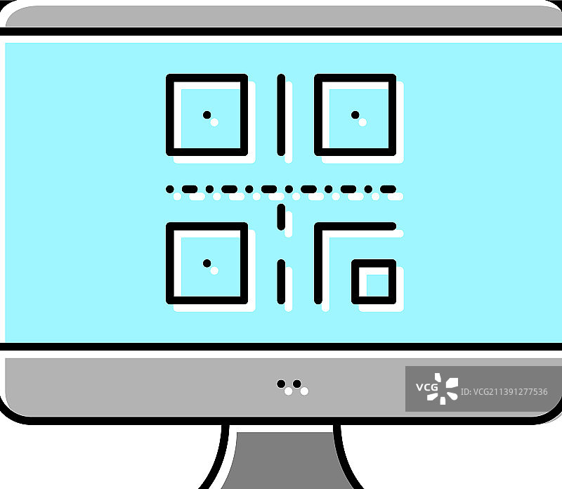 电脑屏幕上的二维码彩色图标图片素材