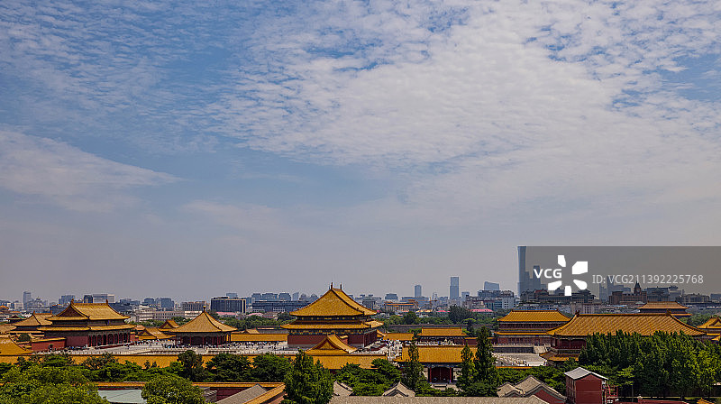 北京故宫三大殿远眺国贸中国尊图片素材