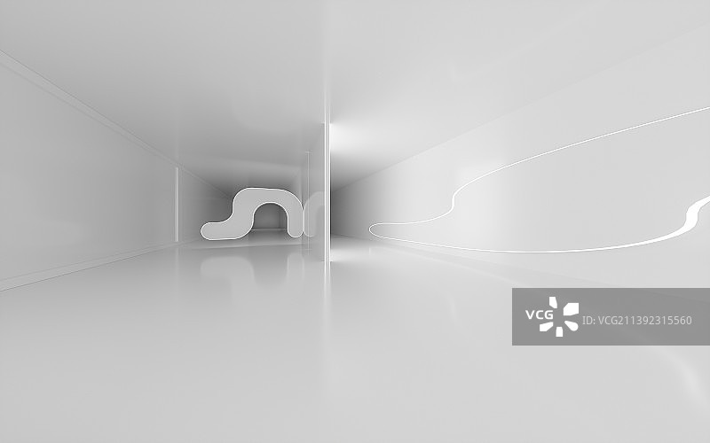 三维渲染白色极简风格室内建筑空间图片素材
