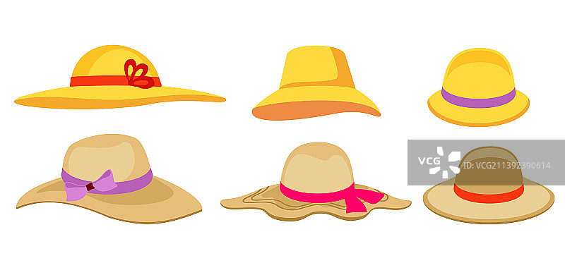 夏季女性的帽子，沙滩女性的草帽图片素材