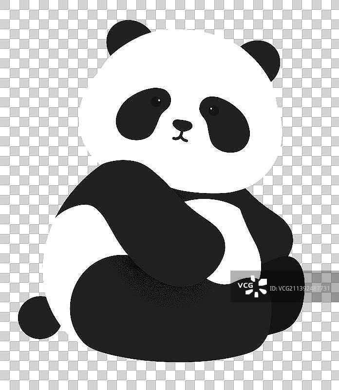 可爱熊猫手绘插画图片素材