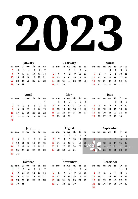 2023年的日历孤立在白色背景上图片素材