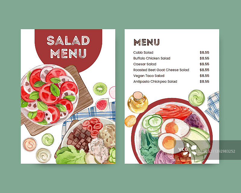 健康沙拉的菜单模板图片素材