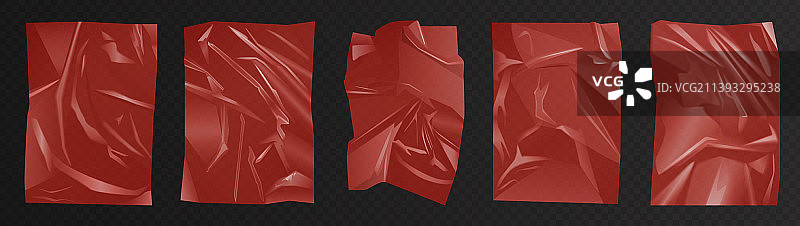 红色折叠聚乙烯塑料薄膜集3d图片素材