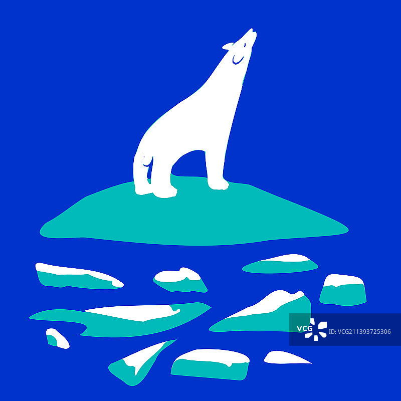 北极熊在融化的浮冰上图片素材
