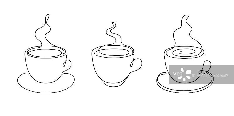一杯咖啡或一个连续的茶具图片素材