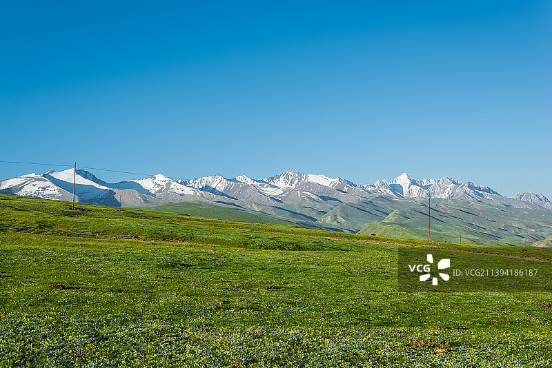 新疆克州玉其塔什草原的夏季自然风光图片素材