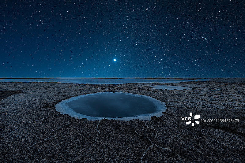 星空下的大柴旦翡翠湖盐湖自然风光概念科技未来背景图片素材