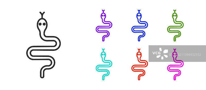 黑线蛇图标孤立在白色背景图片素材