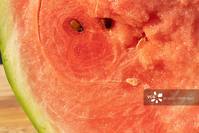 西瓜果肉特写,多汁的,横截面,夏天食物图片素材