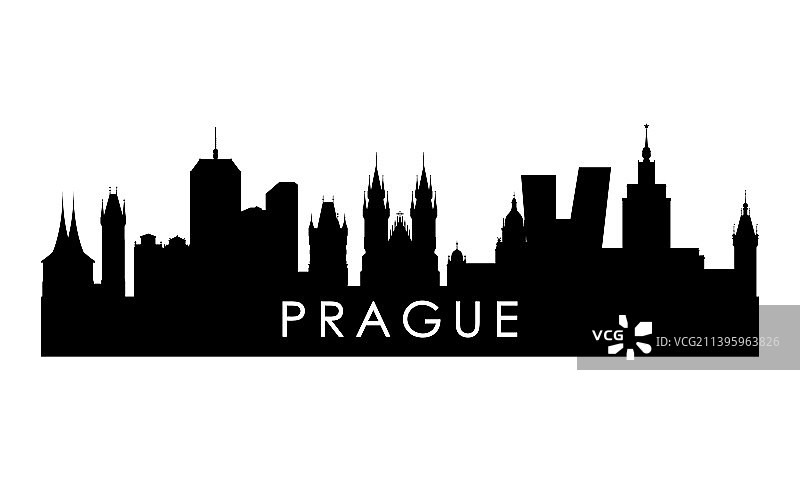 布拉格天际线剪影黑色布拉格城市图片素材