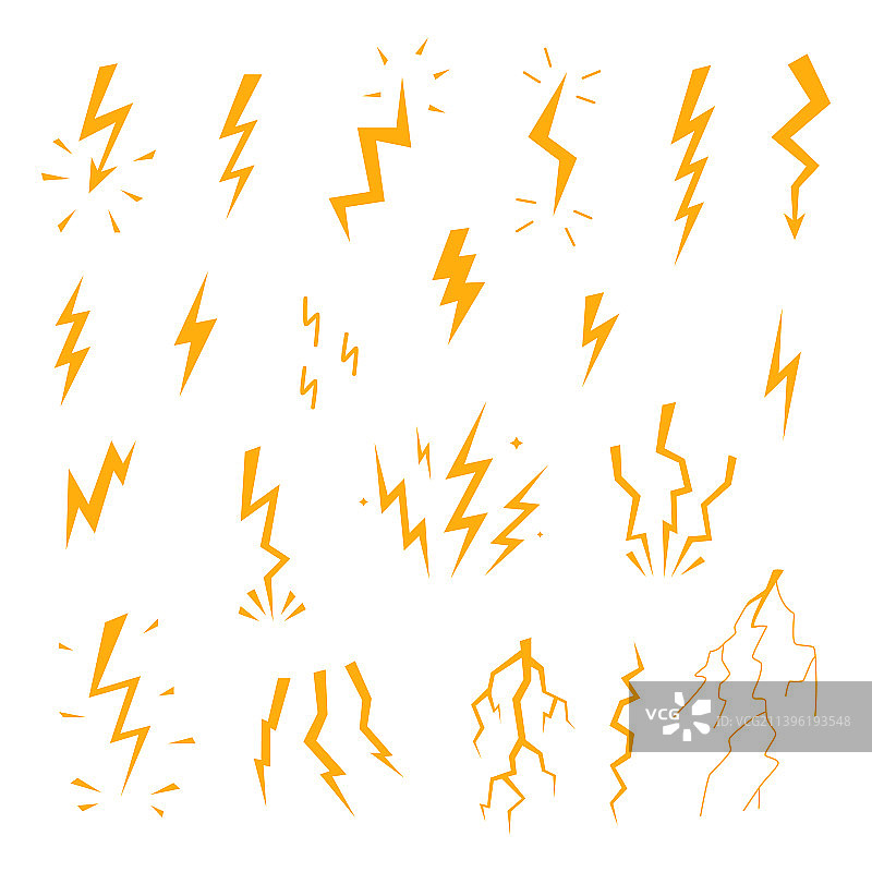 卡通闪电和雷图标设置图片素材