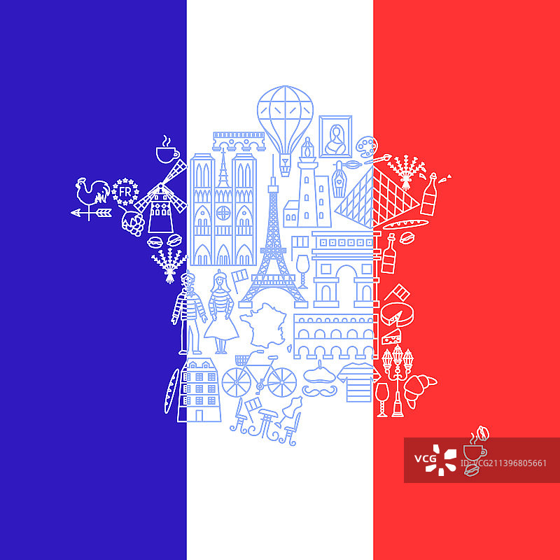 法国国旗国家地图图片素材