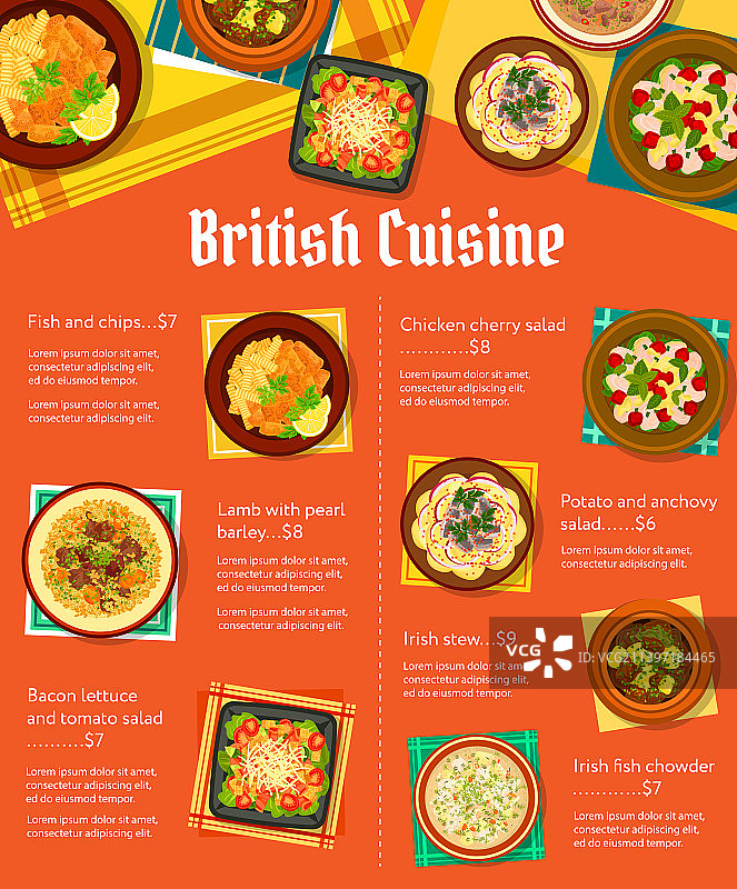 英国菜菜单页面设计模板图片素材