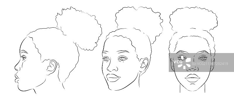 非洲裔美国妇女的脸一套黑图片素材