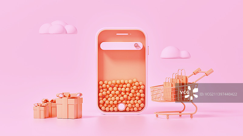 粉色3D手机电商场景展示图片素材