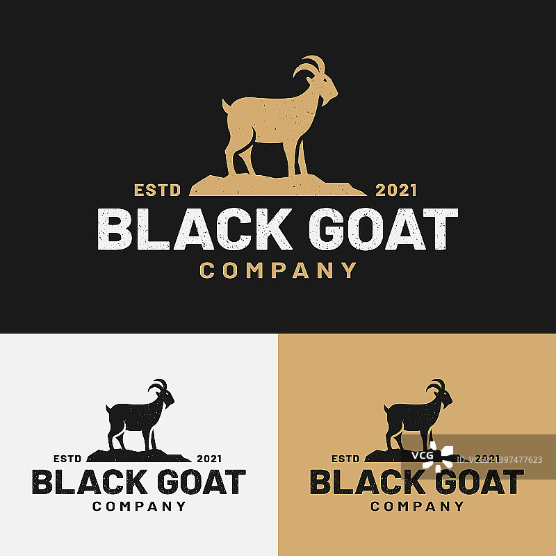 黑色山羊绵羊剪影标志设计模板图片素材