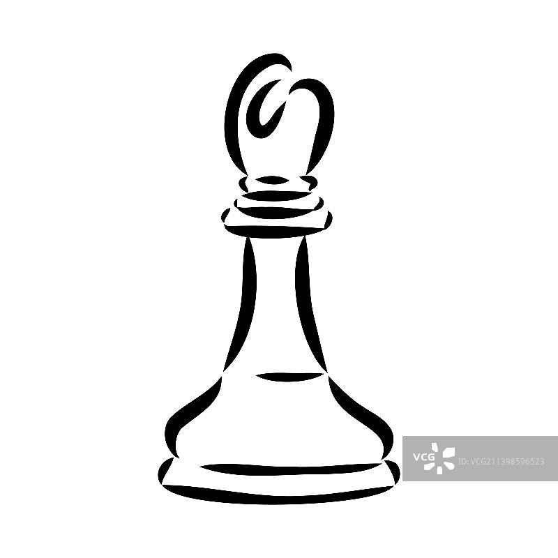 手绘素描一套棋子在白色图片素材
