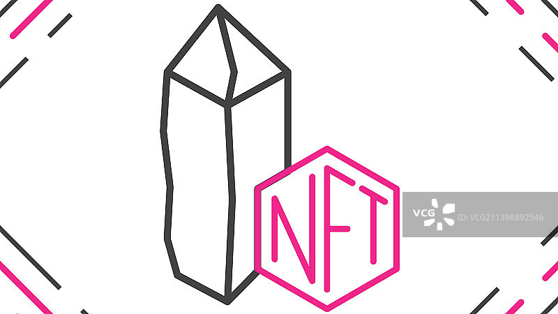 Line NFT数字加密艺术图标孤立在白色图片素材